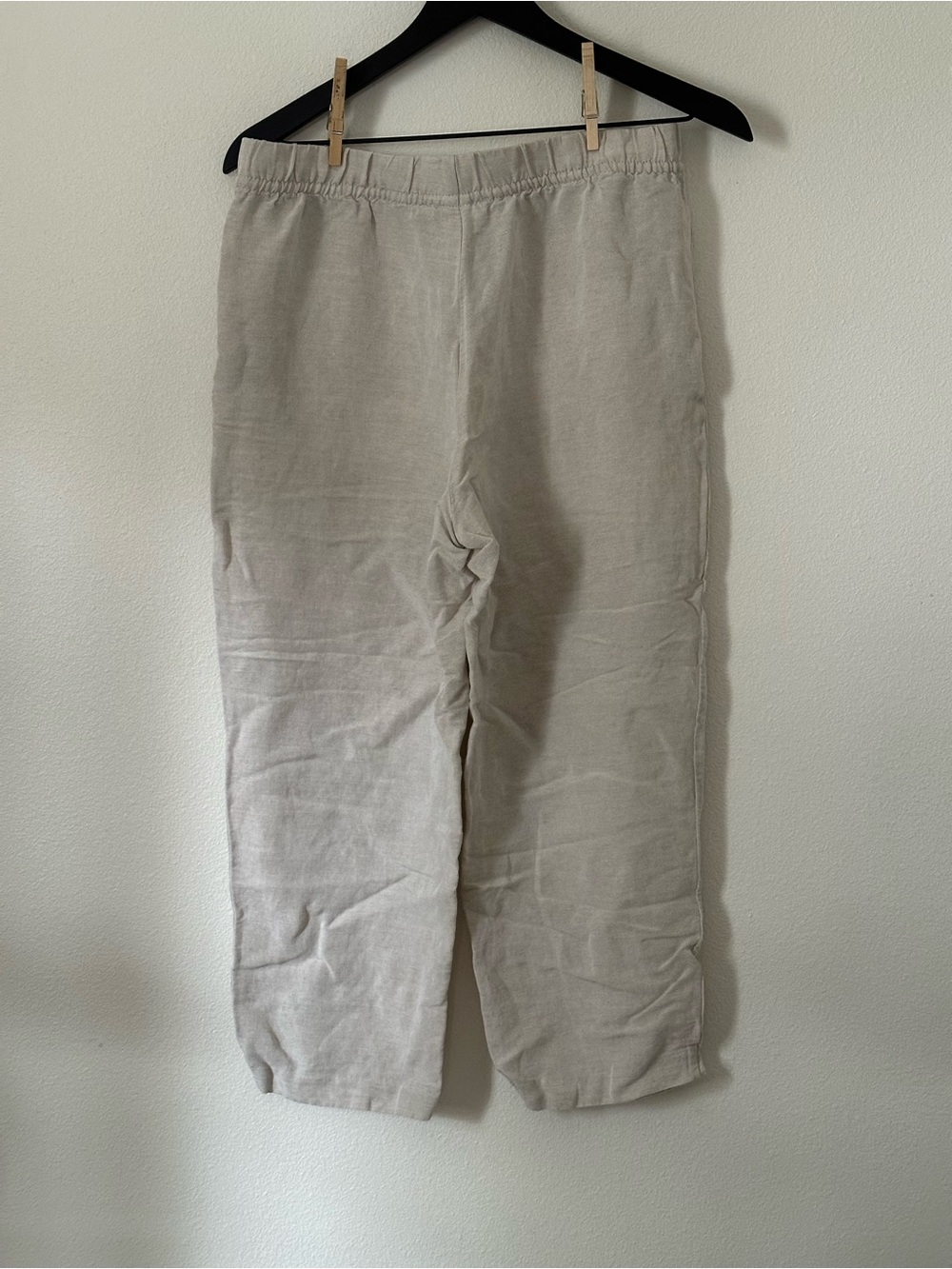 H&M Women’s Linen-Blend Beige / Off-White Drawstring Pants - Picture 2 of 6